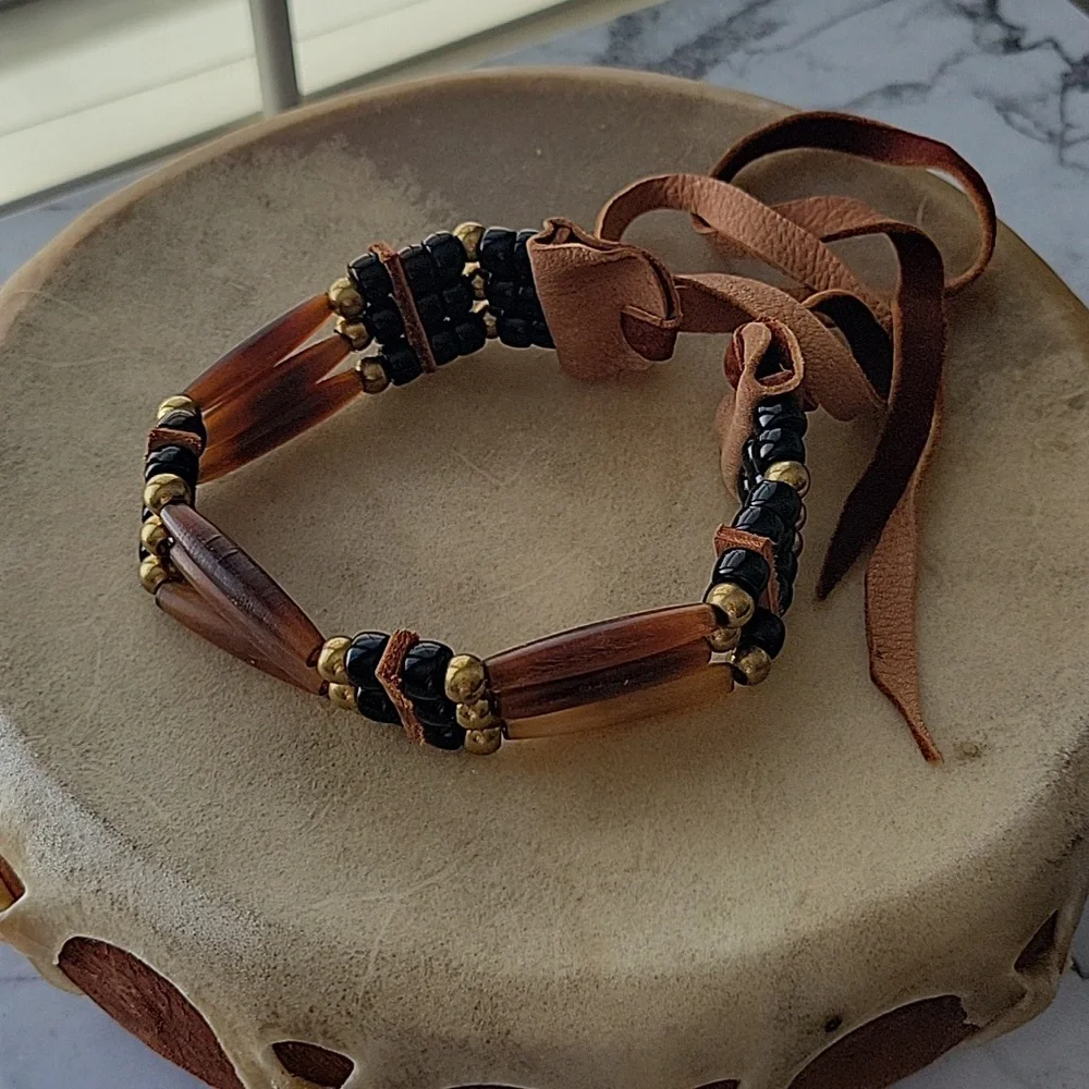 Hand Crafted 3 Stack Beaded Choker Necklace - Picture 3 of 9